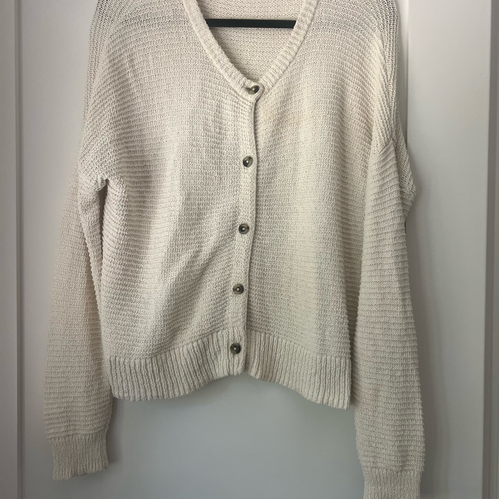 Madewell Cream Button-Front Knit Sweater size small